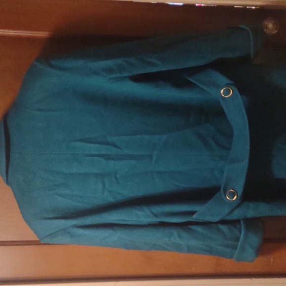 Vintage Ashley Scott green gold wool USA made full long length wrap trench coat - Picture 7 of 11